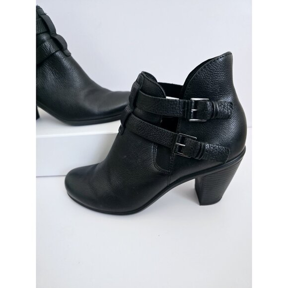 Ecco Touch 75 Double Buckle Ankle Boots Black Leather Booties Shoes 41 10 10.5 - Picture 9 of 10